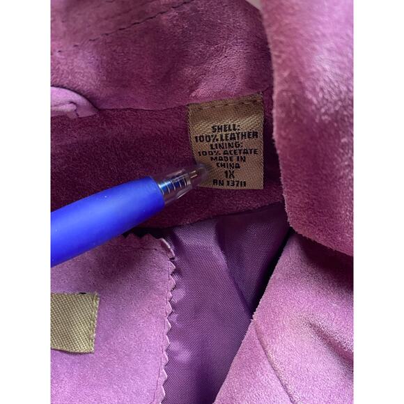 IE Woman Size 1X Button Up Suede Leather Shacket Purple Western Country Festival - Picture 7 of 8